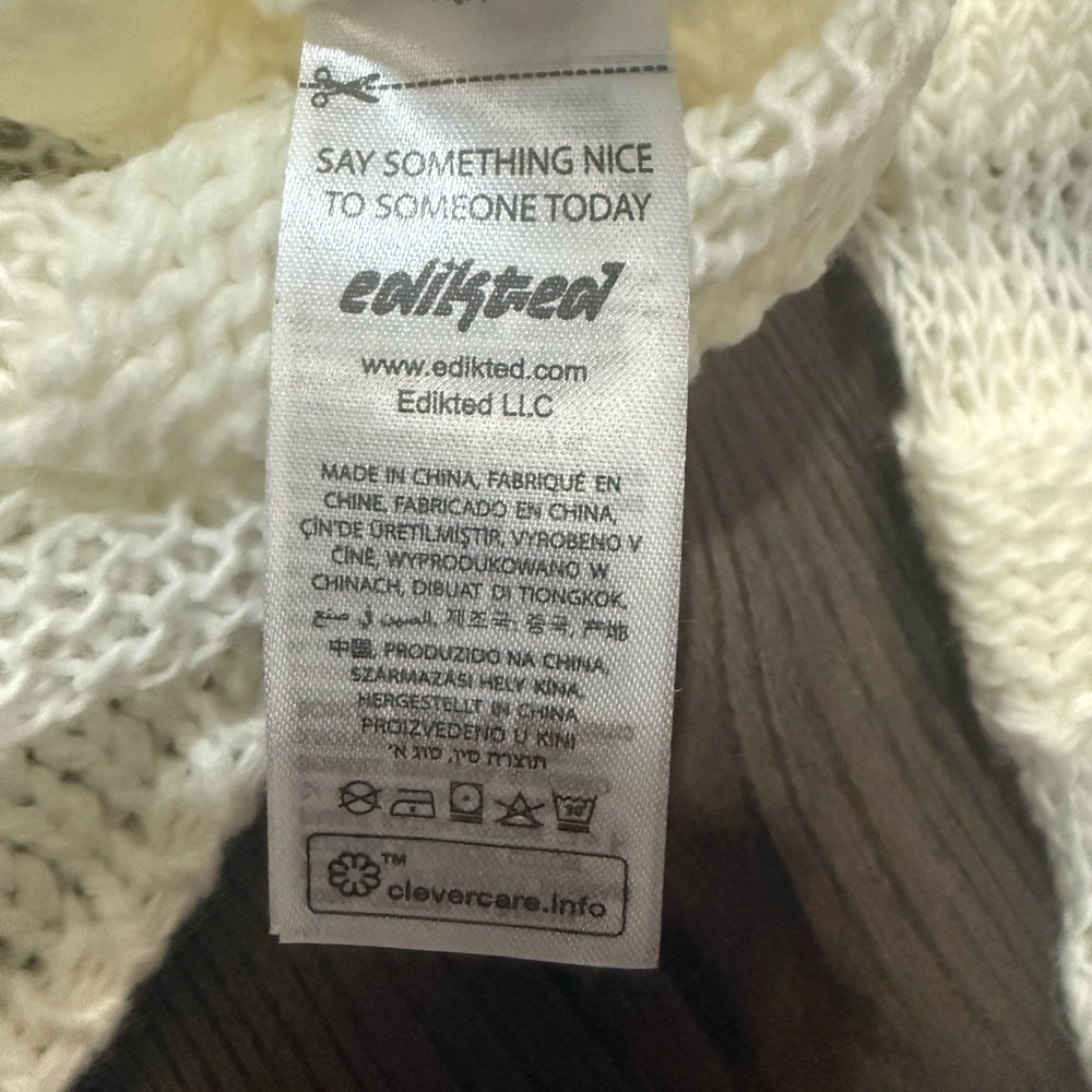 Edikted Cream Knit Layered Tank Sweater Cold Shoulder Cotton Top Women’s Small - Picture 4 of 6